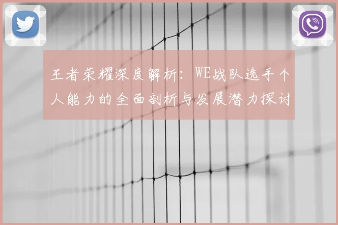 王者荣耀深度解析：WE战队选手个人能力的全面剖析与发展潜力探讨